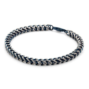 Stainless Steel Blue IP Franco Chain Bracelet - Mimmic Fashion Jewelry