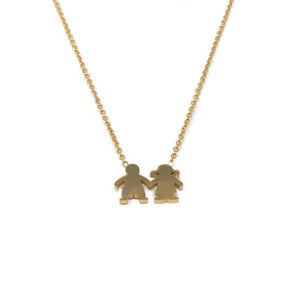 Stainless St Boy and Girl Neck Gold Pl - Mimmic Fashion Jewelry