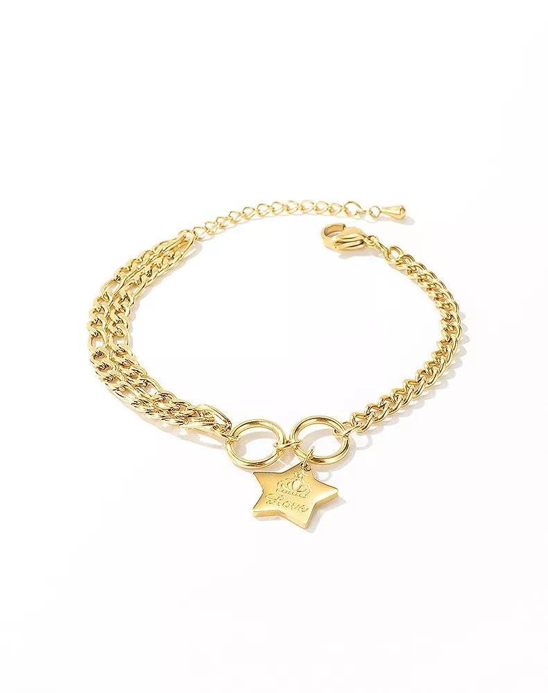 Stainless Steel Bracelet Love Star Gold Plated