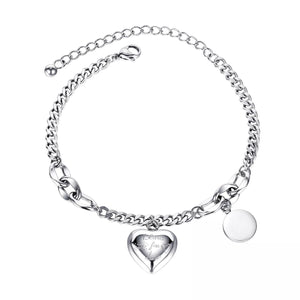 Stainless Steel Bracelet with Heart Charm