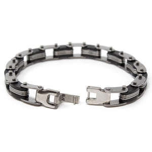 Stainless Steel Bracelet with Rubber Inlay - Mimmic Fashion Jewelry