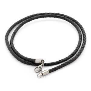 Stainless St Braided Leather Neck - Mimmic Fashion Jewelry