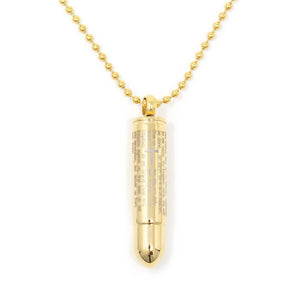 Stainless Steel Bullet Prayer Pendant Gold Plated - Mimmic Fashion Jewelry