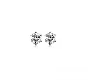 Stainless Steel CZ 6MM Round Stud Earrings