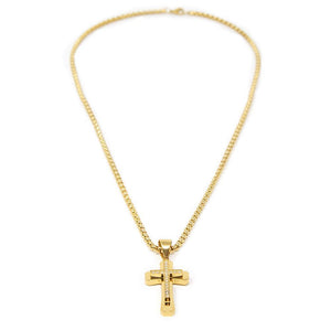 Stainless Steel CZ Cross Pendant Large Gold Plated - Mimmic Fashion Jewelry
