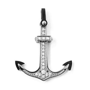 Stainless Steel CZ Pave Anchor Pendant - Mimmic Fashion Jewelry