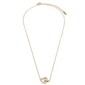 Stainless Steel CZ Pave Heart Necklace Gold Plated - Mimmic Fashion Jewelry