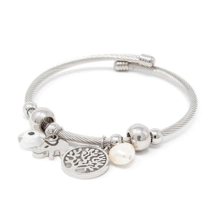 Stainless ST Cable Bracelet Tree of Life Pearl - Mimmic Fashion Jewelry