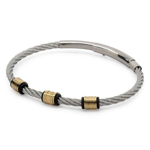 Stainless St Cable Bracelet With 3 Disc Stations - Mimmic Fashion Jewelry