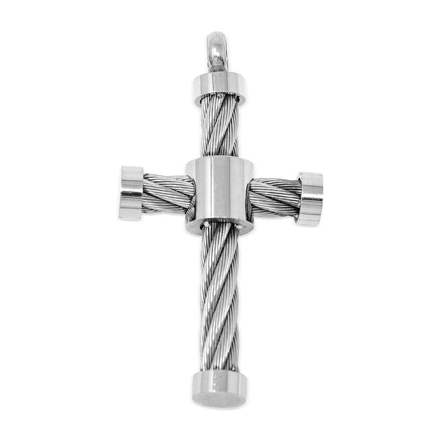 Stainless Steel Cable Cross Pendant - Mimmic Fashion Jewelry