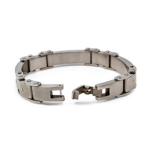 Stainless St Carbon Fiber Inlay Link Bracelet - Mimmic Fashion Jewelry