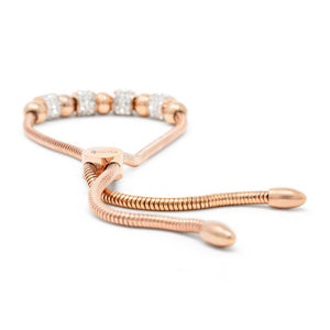 Stainless Steel Cocoon Chain Bracelet Crystal Pave Beads Rose Gold Plated - Mimmic Fashion Jewelry