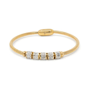 Stainless Steel Cocoon Chain Bracelet Pave Magnetic Gold Plated - Mimmic Fashion Jewelry
