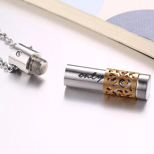 Stainless Steel Cremation Pendant Necklace Two Tone