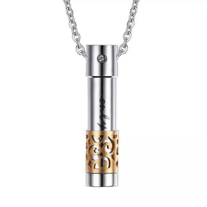 Stainless Steel Cremation Pendant Necklace Two Tone