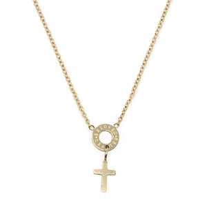 Stainless Steel Cross Beloved Necklace GoldPl - Mimmic Fashion Jewelry