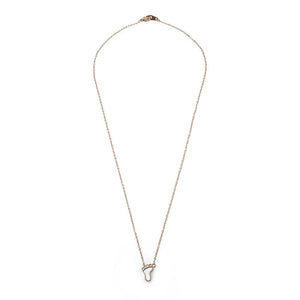 Stainless Steel Cross Feet MOP Necklace Rose GoldPl - Mimmic Fashion Jewelry