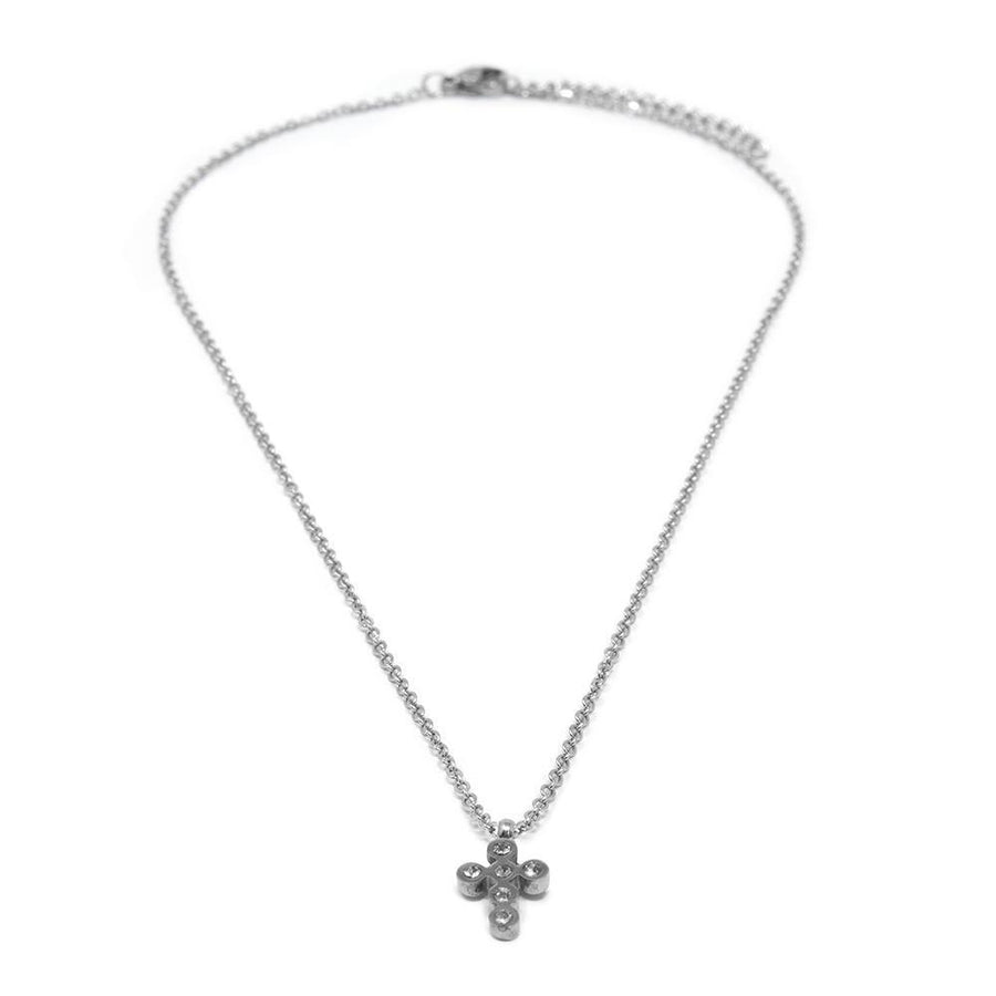 Stainless Steel Cross Necklace Earrings Set - Mimmic Fashion Jewelry