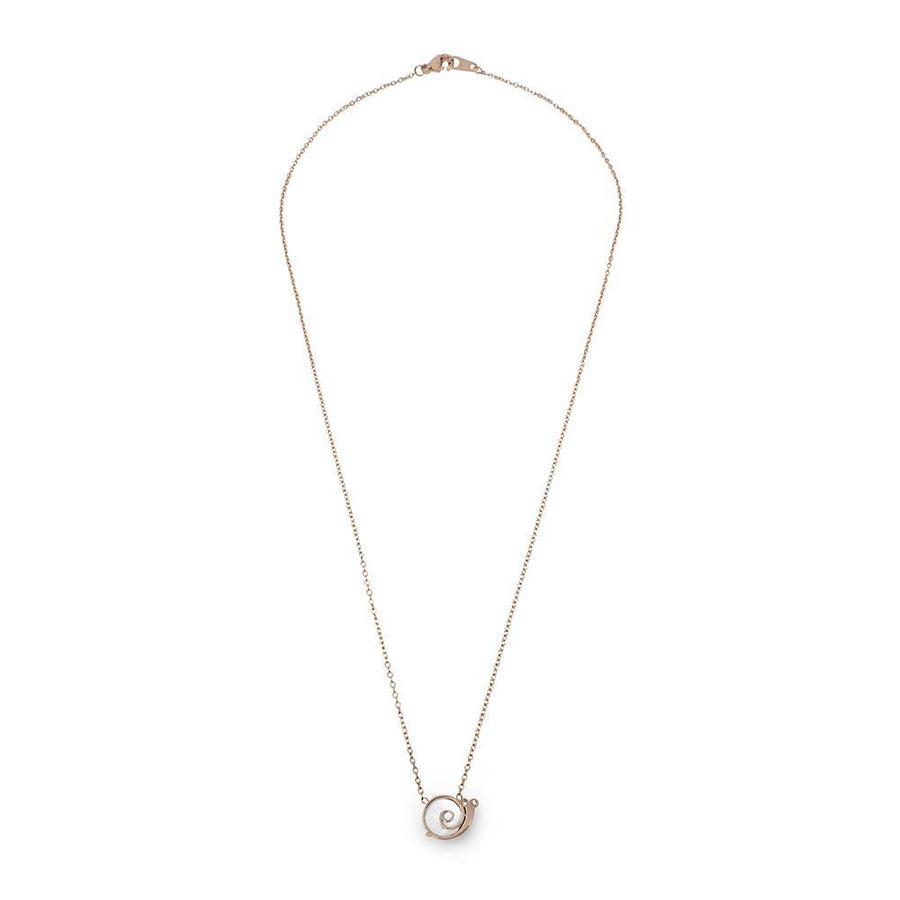 Stainless Steel Cross Snail MOP Necklace Rose GoldPl - Mimmic Fashion Jewelry