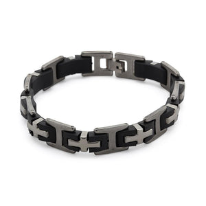 Stainless Steel Cross with Black Bracelet - Mimmic Fashion Jewelry