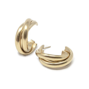 Stainless Steel Crossover Open Hoop Earrings Gold Plated - Mimmic Fashion Jewelry
