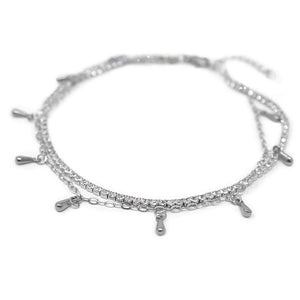 Stainless St Crystal Anklet Silver Tone - Mimmic Fashion Jewelry