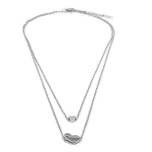 Stainless St Crystal Heart Layered Neck Earrings Set - Mimmic Fashion Jewelry