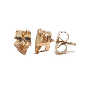Stainless St Crystal Teardrop Neck Earrings Set RoseG Pl - Mimmic Fashion Jewelry