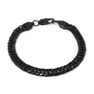 Stainless Steel Curb Chain Bracelet Black - Mimmic Fashion Jewelry