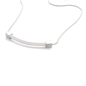 St Steel Curve Bar Station Necklace - Mimmic Fashion Jewelry