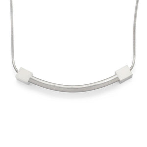 St Steel Curve Bar Station Necklace - Mimmic Fashion Jewelry