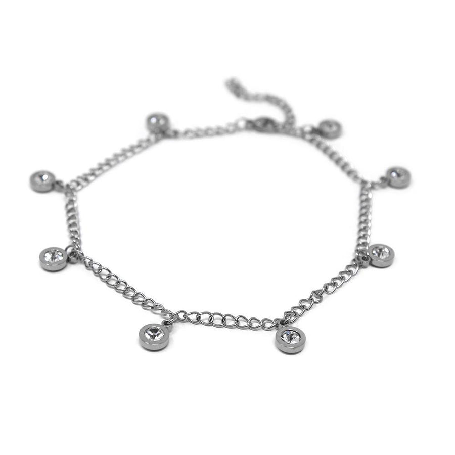 Stainless Steel Dangling Crystal Anklet - Mimmic Fashion Jewelry