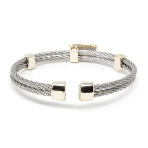 Stainless Steel Double Wire Bangle Pave Butterfly - Mimmic Fashion Jewelry
