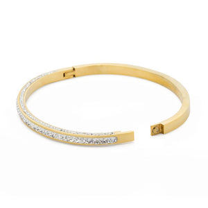 Stainless ST Eternity Crystal Bangle Gold Pl - Mimmic Fashion Jewelry