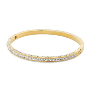 Stainless ST Eternity Crystal Bangle Gold Pl - Mimmic Fashion Jewelry