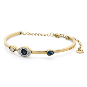 Stainless Steel EvilEye Bangle MOP GoldPl - Mimmic Fashion Jewelry