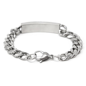 Stainless Steel Figaro Chain Brace Cross Plate - Mimmic Fashion Jewelry