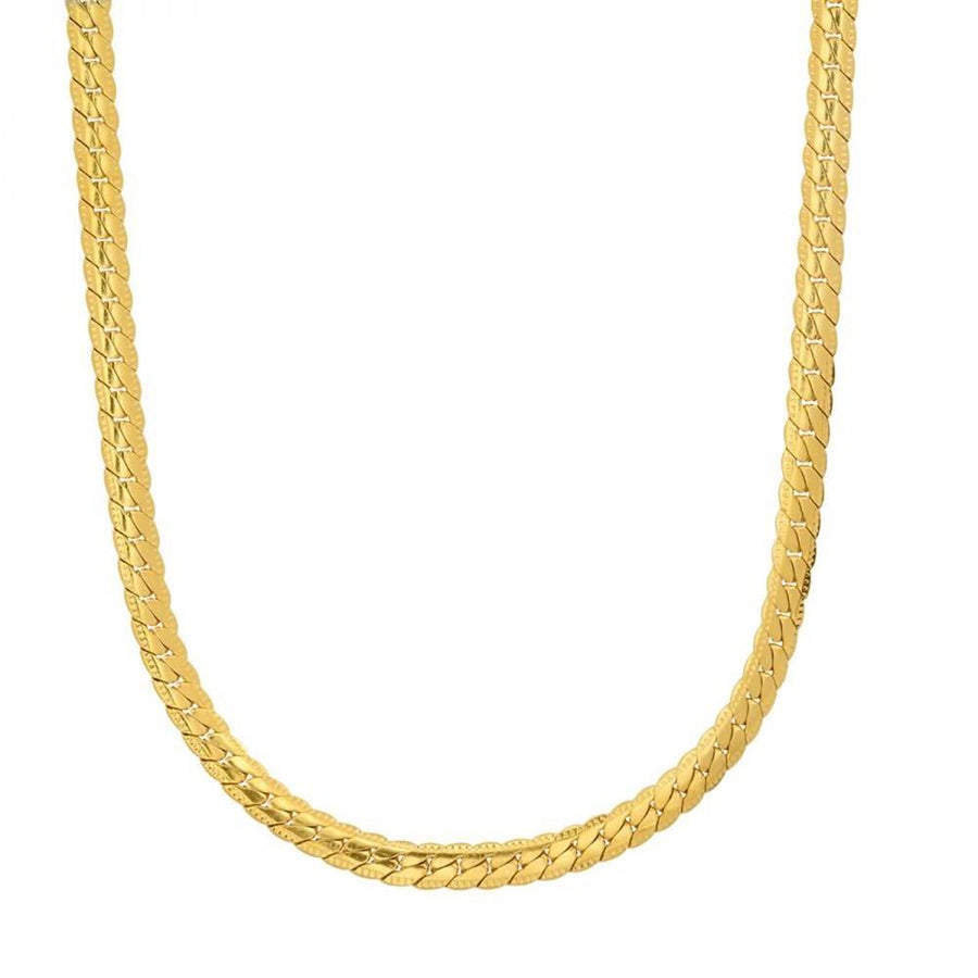 Stainless Steel Flat Curb Cuban Chain Men's Necklace Gold Pl 24 In