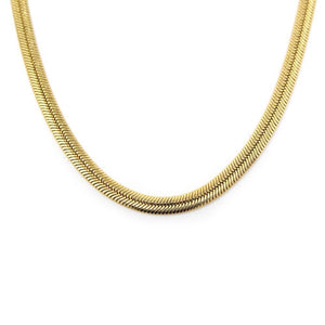 Stainless Steel Flat Snake Chain Neck Gold Plated - Mimmic Fashion Jewelry