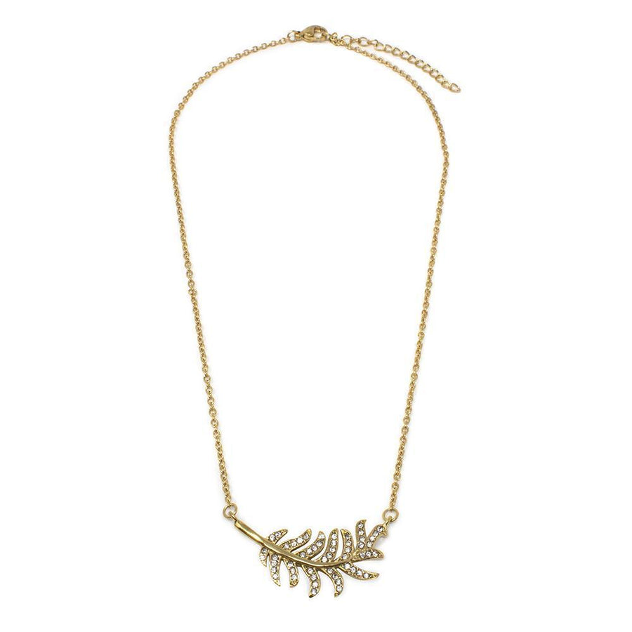 Stainless Steel Gold CZ Branch Necklace - Mimmic Fashion Jewelry