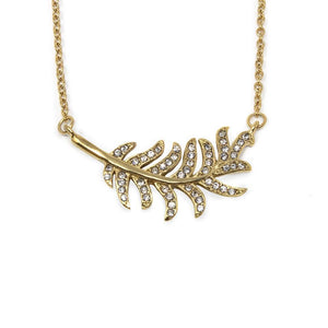 Stainless Steel Gold CZ Branch Necklace - Mimmic Fashion Jewelry