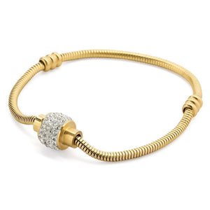 Stainless Steel Gold Plated CZ Closure Bracelet - Mimmic Fashion Jewelry