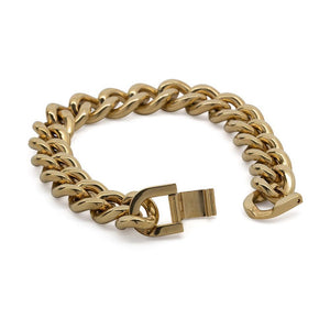 Stainless St Gold Pl Curb Chain Bracelet - Mimmic Fashion Jewelry