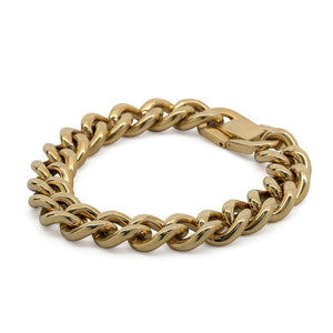 Stainless Steel Gold Plated Curb Chain Bracelet - Mimmic Fashion Jewelry