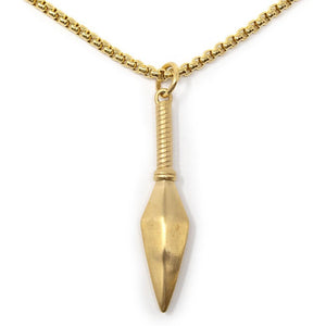 Stainless Steel Gold Plated Necklace with Spear Arrow Pendant - Mimmic Fashion Jewelry