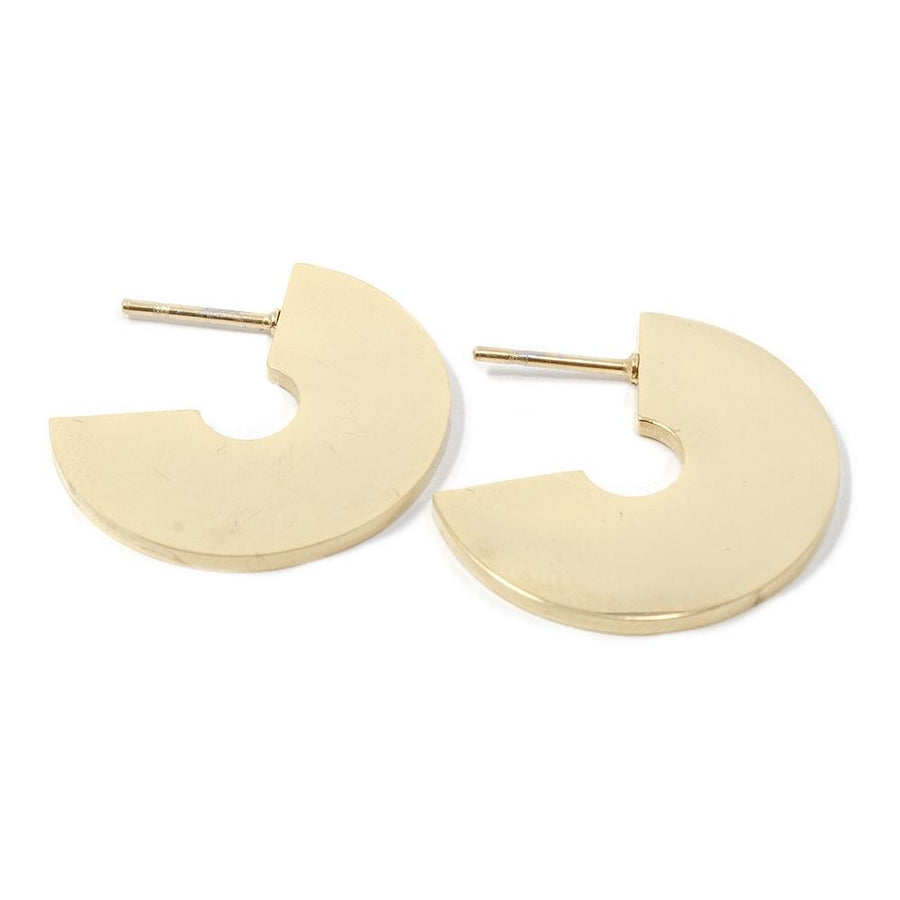 Stainless Steel Gold Plated Open Disc Post Earrings - Mimmic Fashion Jewelry