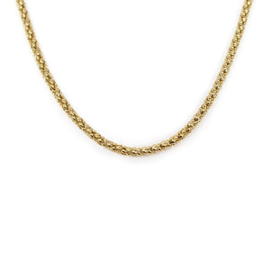 Stainless Steel Gold Plated Popcorn Chain Necklace 30 Inch - Mimmic Fashion Jewelry