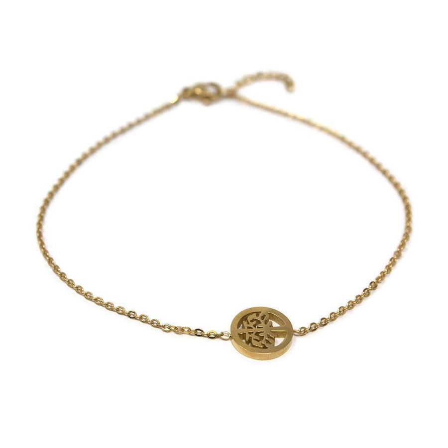 Stainless Steel Gold Plated Tree of Life Anklet - Mimmic Fashion Jewelry