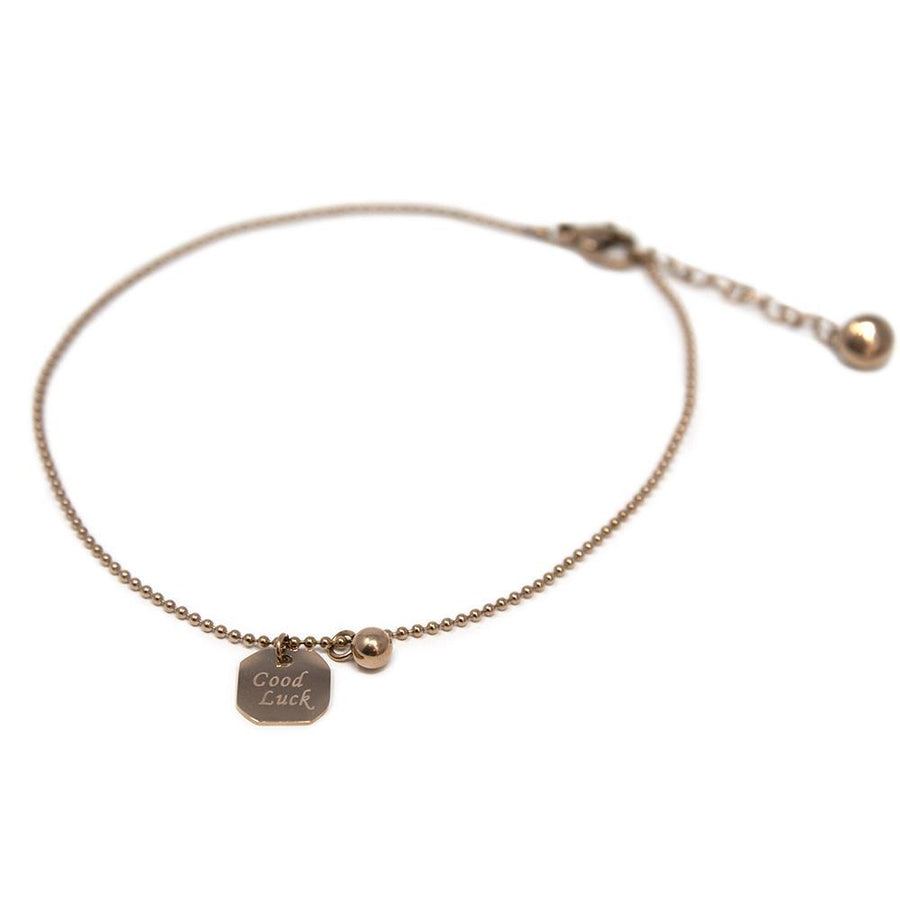 Stainless Steel Good Luck Anklet Rose Gold Plated - Mimmic Fashion Jewelry