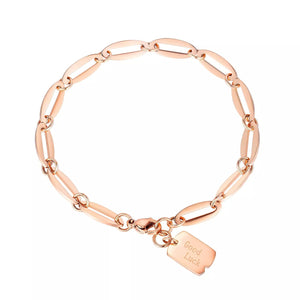 Stainless Steel Good Luck Link Bracelet Rose Gold Plated